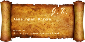 Jassinger Kinga névjegykártya
